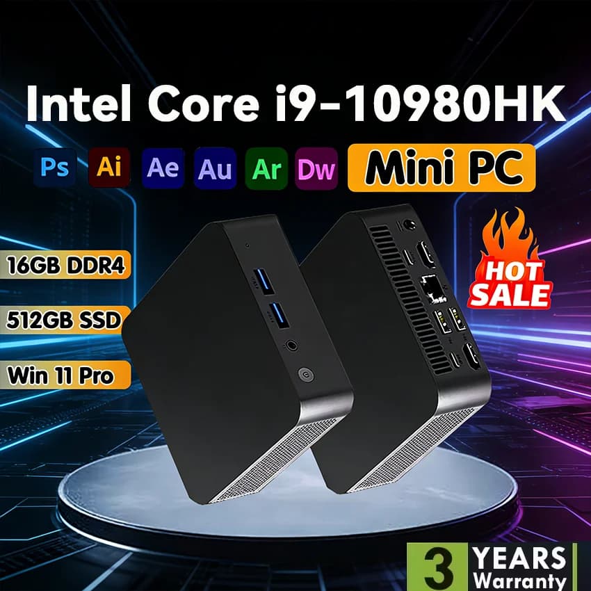 Portable Windows 11 Pro Intel Core i9-10980HK 16GB RAM 1TB SSD WiFi 6 Gaming Mini Computer Office Study Desktop i9 Mini PC