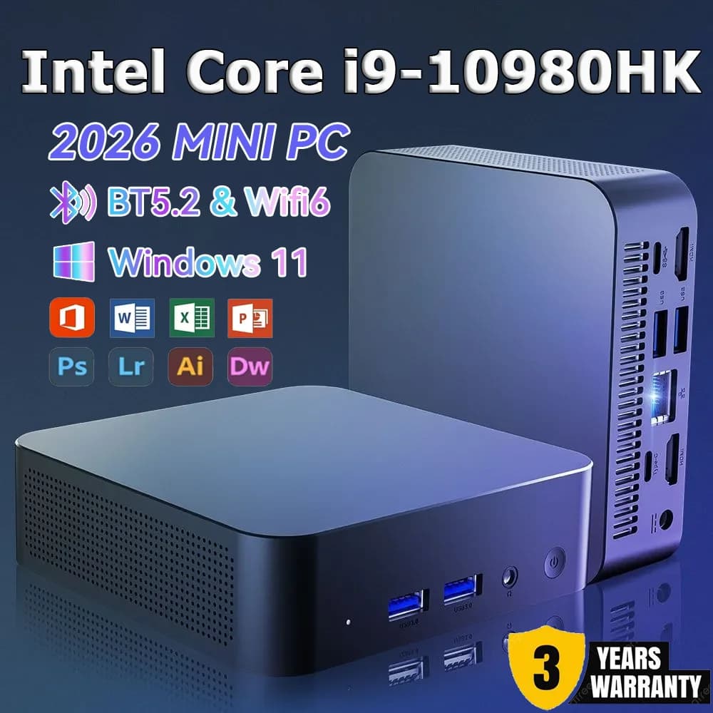 2026 Intel Core i9 10980HK Portable i9 Mini PC Computer Windows 11 Pro 16GB RAM 1TB M.2 SSD Gaming Mini Computer