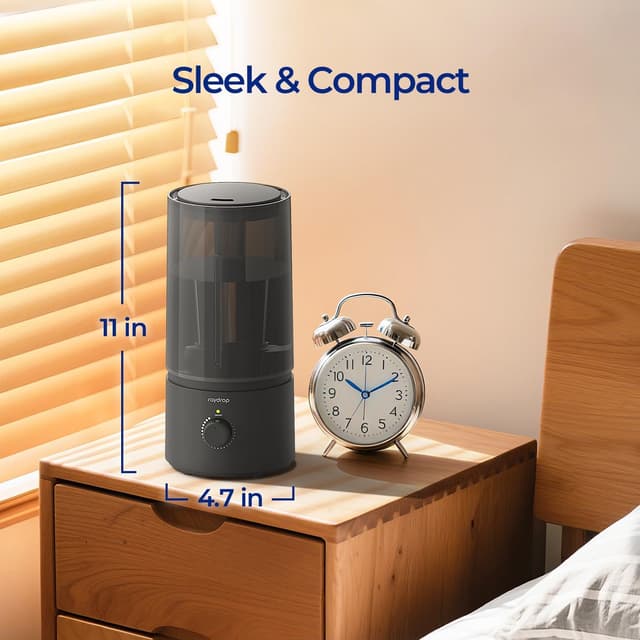 raydrop 1.7L Cool Mist Ultrasonic Humidifier, Space-Saving Filterless Design, White