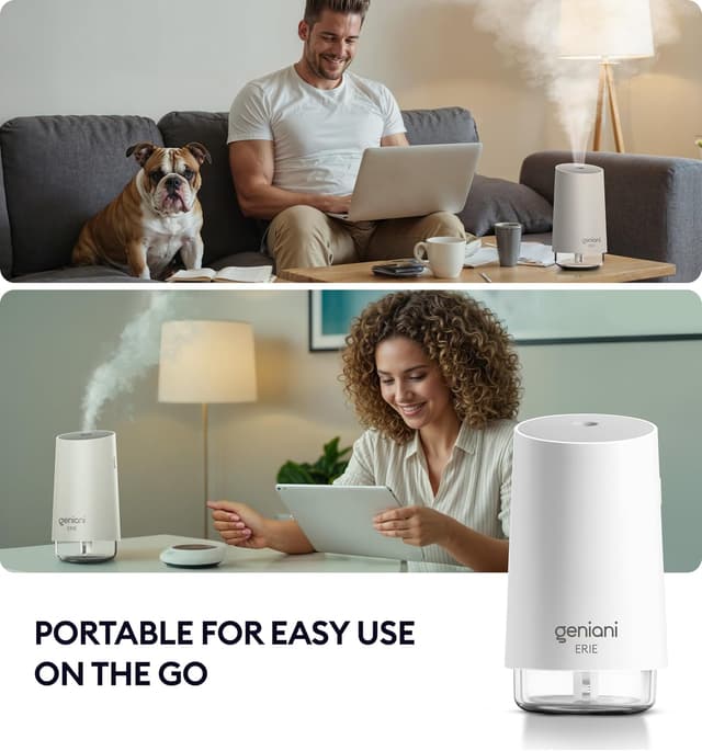 GENIANI Erie Portable Cool Mist Humidifier, 250ML, White